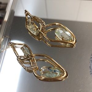 Gold and pale green earrings
